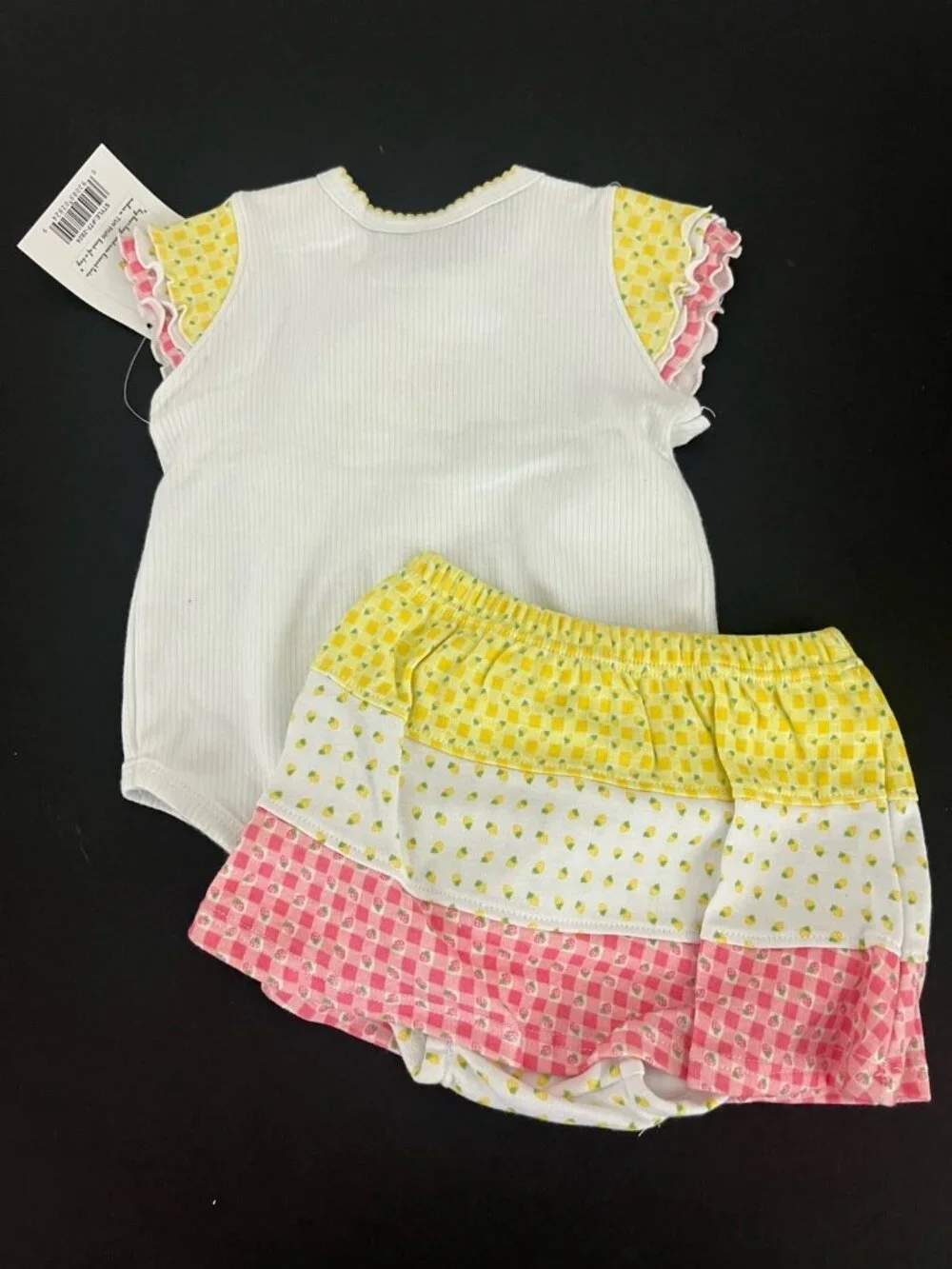 Vintage Tuti Fruiti Girl's 3-6 mos 2pc Outfit Bodysuit Top and Skirt Set NWT